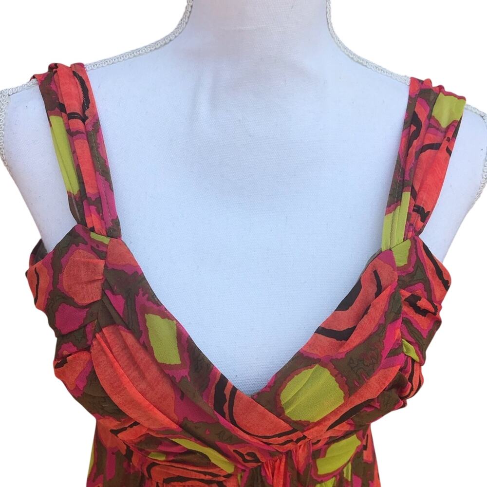 Vintage Nanette Lepore Women Silk Top 2 Babydoll Artsy Abstract Date Night Fairy - Picture 3 of 9